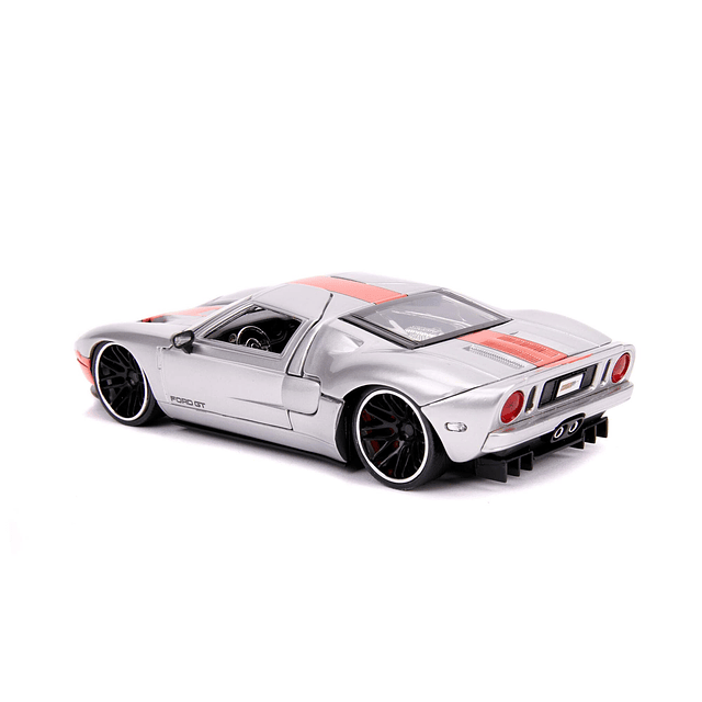 Jada 2005 Ford GT Plata con Raya Naranja Bigtime Muscle 1/24