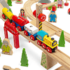 Bigjigs Rail Juego de tren de madera de montaña de 112 pieza