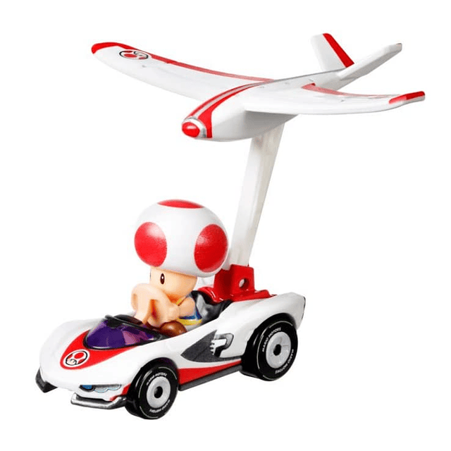 Hot Wheels Mario Kart Toad Carácter con planeador