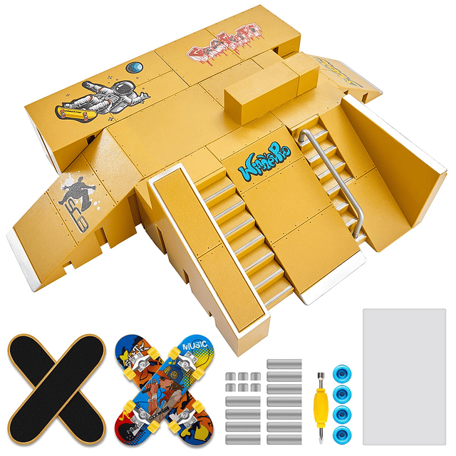 Kit de parque de patinaje con diapasón, juego de rampa para