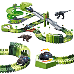 Dinosaur Toys Juego de juguetes de pista de carreras flexibl