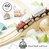 Juego de tren de madera con figura de 8 vías de tren, juego