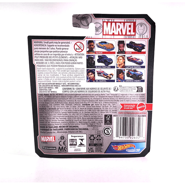 HOT Wheels Cars de personajes Marvel Las maravillas [Captian