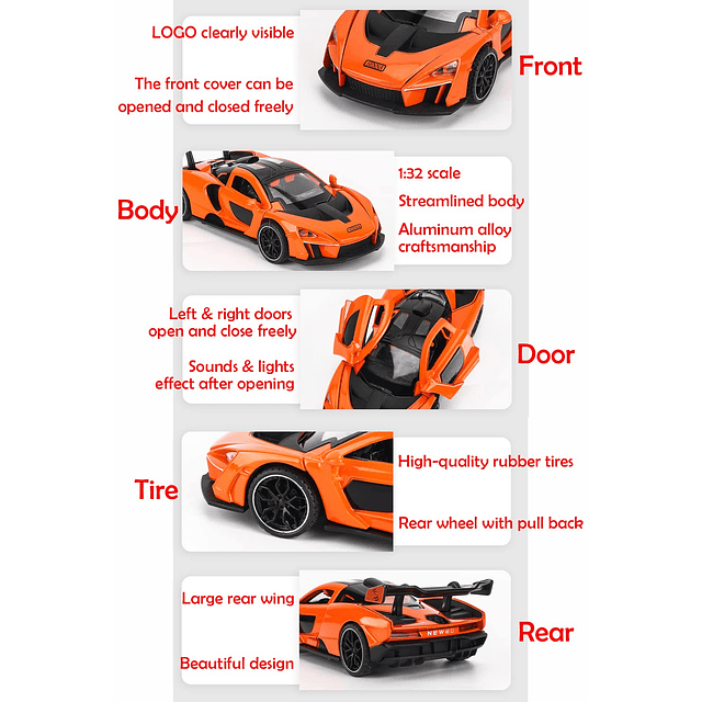 Aleación coleccionable naranja McLaren Senna modelo de coche