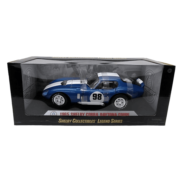 1965 Shelby Cobra Daytona Coupe #98, azul con rayas blancas