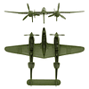 TimMee WW2 P-38 Lightning Fighter Avión - 2 piezas OD verde