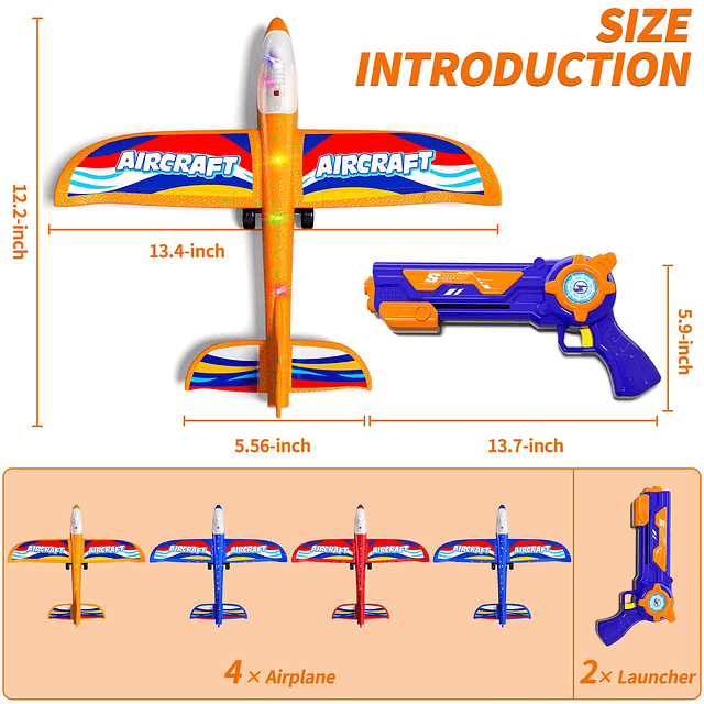 Paquete de 4 juguetes lanzadores de avión para niños de 3, 4