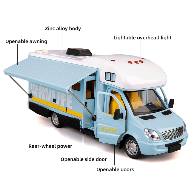 1/32 Toy Camper RV Autocaravana Juguetes para niños Niñas Mo