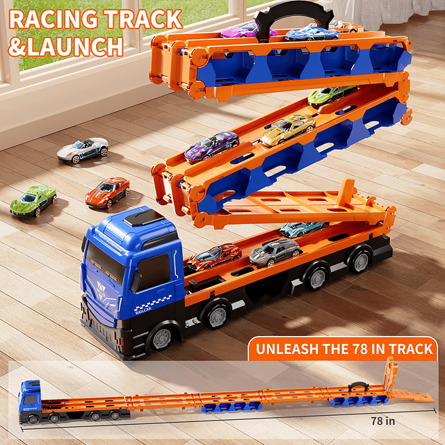 Carrier Truck Race Track Juguetes para niños, 78 pulgadas, p