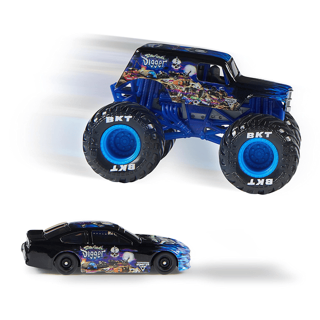 Oficial escala 1:64 Diecast 2-Pack Monster Truck y Race Car: