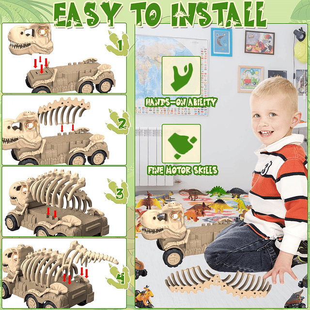 Dinosaur Trucks Toys para niños de 3, 4, 5, 6, 7 años, juego