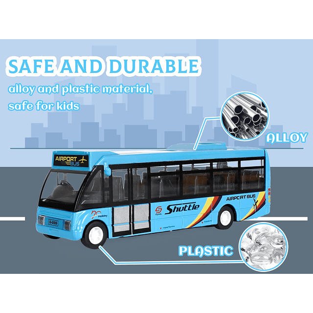 City Bus Toys Cars, coches de aeropuerto de metal fundido a