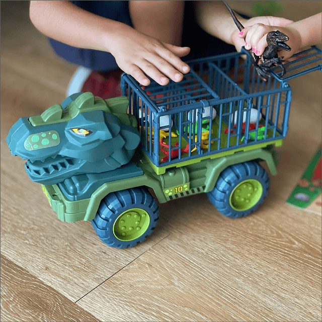 : Dino Truck Play Set - Juego de 16 piezas que incluye tapet