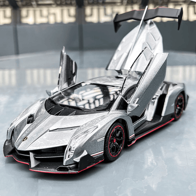 Coche fundido a presión para modelo Lambo Veneno, escala 1/2