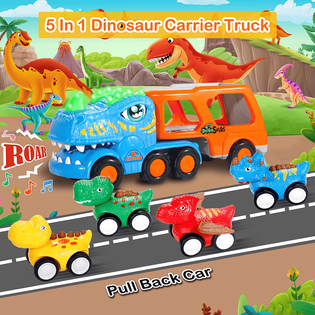 Dinosaur Truck Toys para niños de 1, 2, 3 y 4 años, coches d