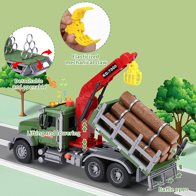 Big Tow Truck Toys con grúa para niños de 4 a 7 años, camión