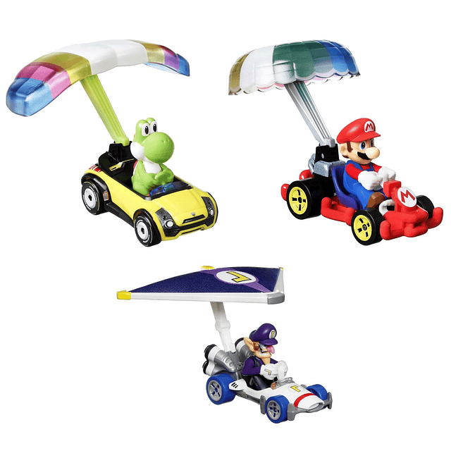 Super Mario Character Car, paquetes de 3 con 3 autos de pers