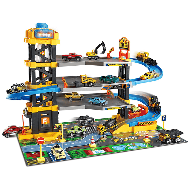 Parking Garage Toy Playset, Race Car Ramp Track Toys Sets Ga