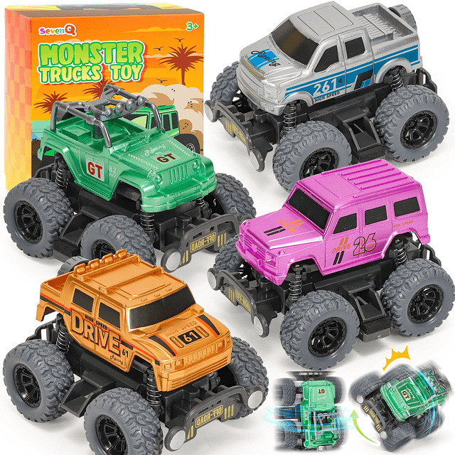 Monster Truck Juguetes para niños, 4 piezas de coches de jug