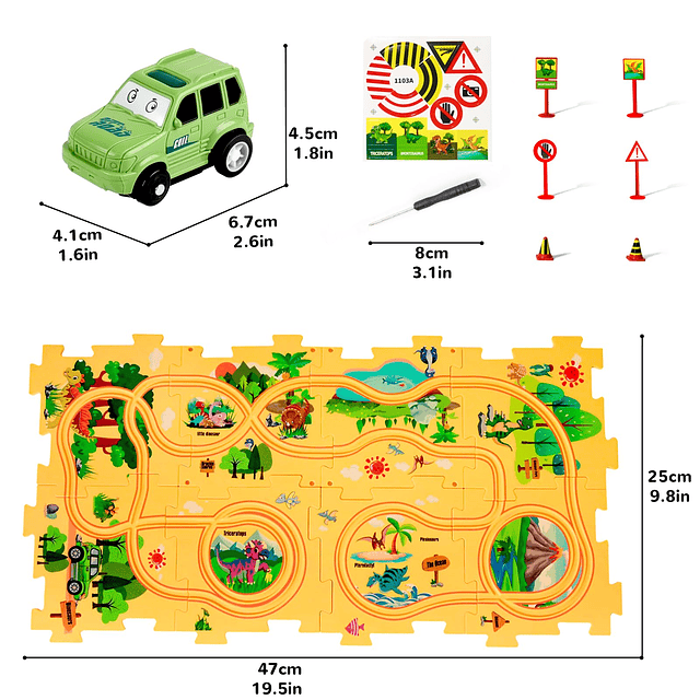 Juego de rompecabezas de dinosaurios para coches, rompecabez