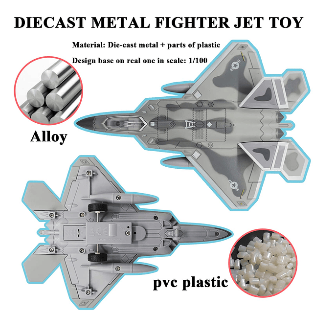 Fighter Jet Toy F-22 Raptor Fighter Bomber Aircraft Diecast