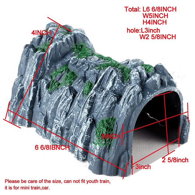 Modelo Paisaje 1:160 Escala N Calibre Plástico Rockery Túnel