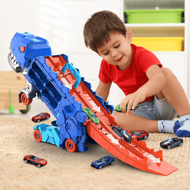 Dinosaur Hauler Track Toy para niños pequeños, camión transp