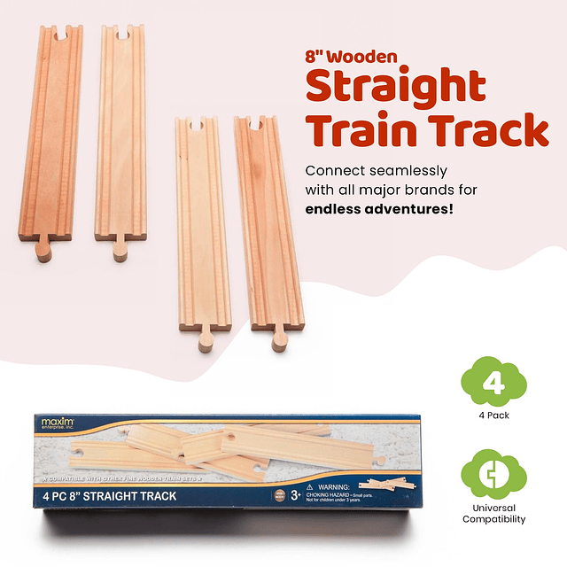 Maxim empresa, inc. Juego de vías de tren de madera, vía rec