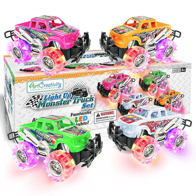 Light Up Monster Trucks para niños, coches de juguete de 6 p