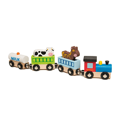 Juego de tren de juguete de madera - Tren de granja de anima