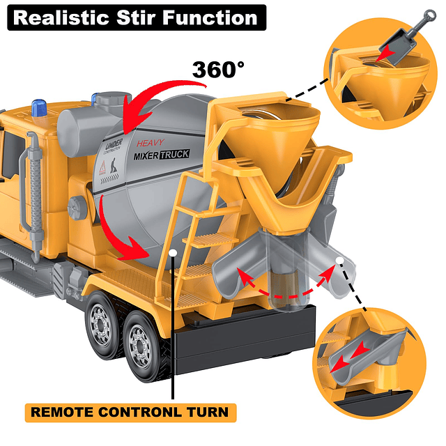 Vehículo RC de juguete para camión de cemento con control re