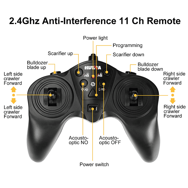 Bulldozer con control remoto de 11 canales, vehículo de cons