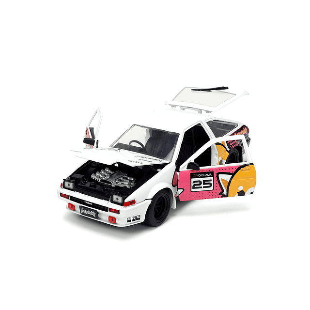 Sanrio 1:24 1986 Toyota Trueno (AE86) Coche fundido a presió