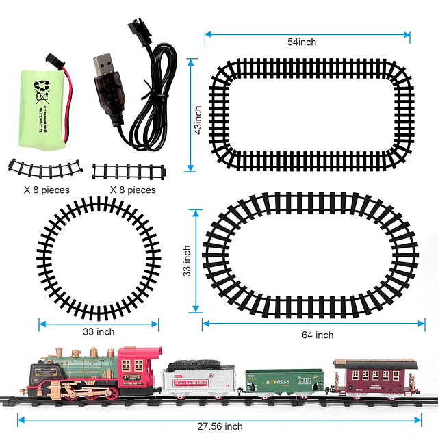 Juego de tren para árbol de Navidad, juguete de tren eléctri