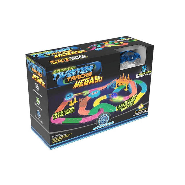 Twister Tracks Mega Set Sistema de pista flexible que brilla