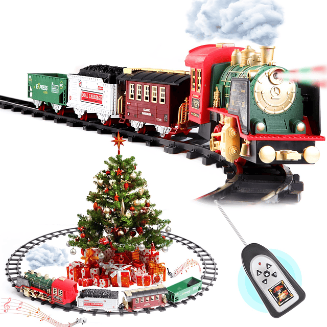 Juego de tren para árbol de Navidad, juguete de tren eléctri