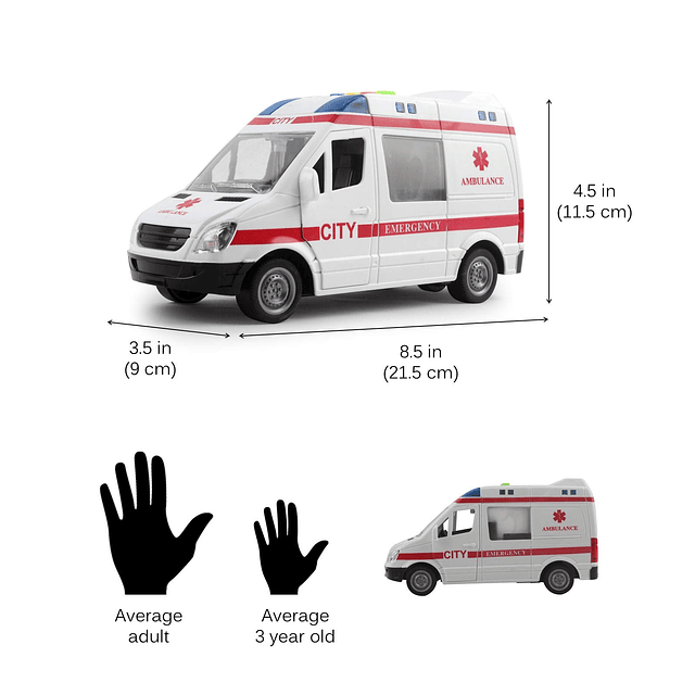 Ambulancia de Rescate Accionado por Fricción Escala 1:16 con