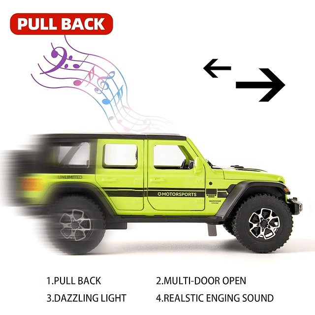 Compatible para 1/32 Wrangler Aleación Diecast Pull Back Mod