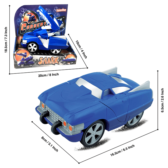 Convertimal Cars - Tiburón de Shark Transformer Car Toy. Jug