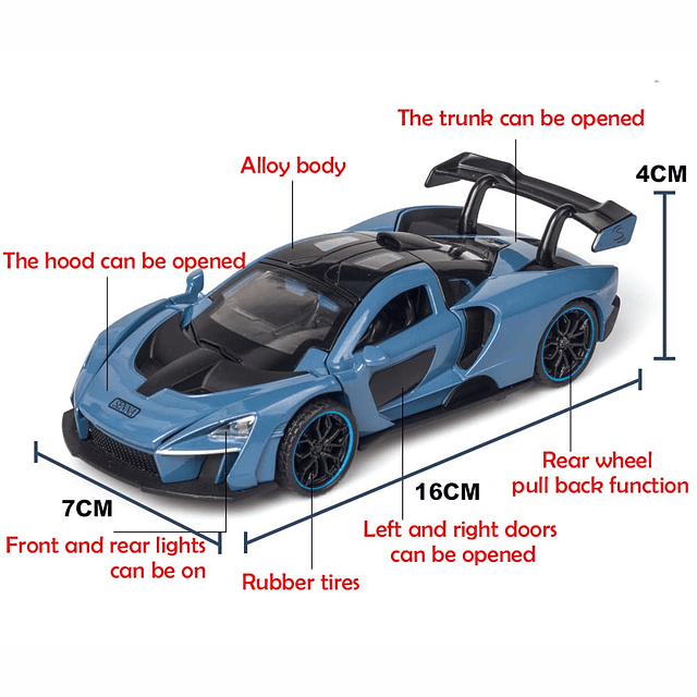 Vehículo de juguete McLaren Senna azul coleccionable de alea