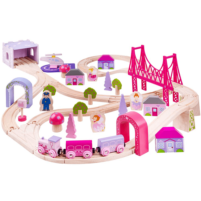 Bigjigs Rail Juego de tren de madera Fairy Town - 75 piezas