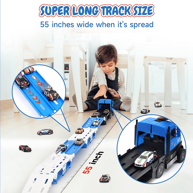 Big Transporter Truck Coches de juguete azules para niños pe