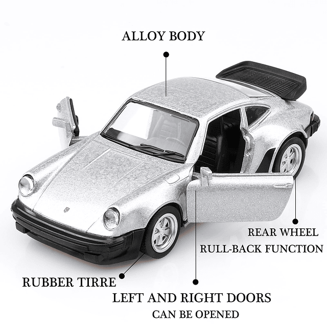 Porsche 911 Trubo a escala 1/36, modelos de coches fundidos