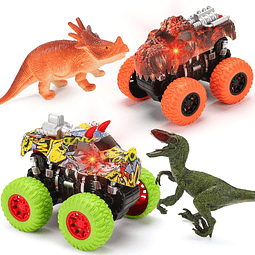 Juego de juguetes Monster Truck - 2 camiones dinosaurio + 2