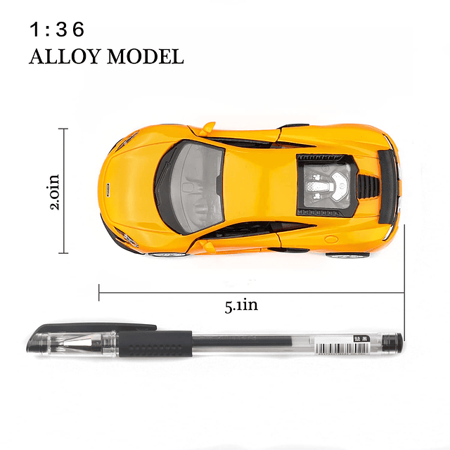 Coche modelo Mclaren 650S a escala 1/36, vehículos extraíble