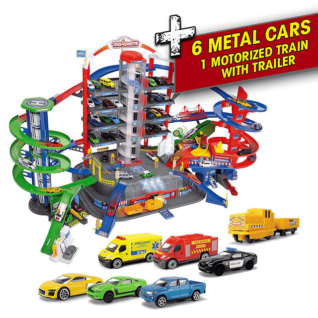 DICKIE TOYS: Super City Garage Playset con 6 coches de fundi