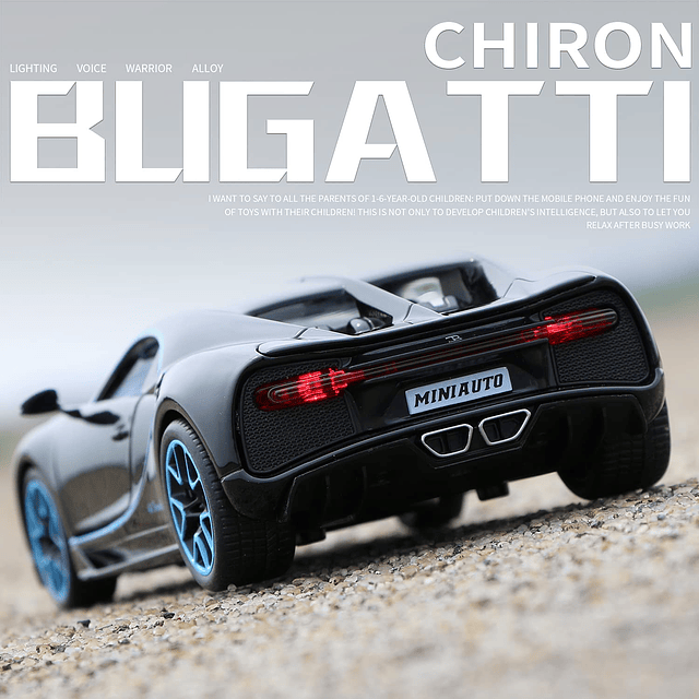 1:32 Bugatti Chiron aleación de zinc Pull Back Car Diecast j