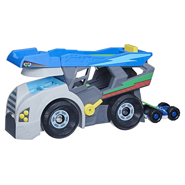 Power Heroes Hero Hauler Truck Playset con 2 coches de jugue