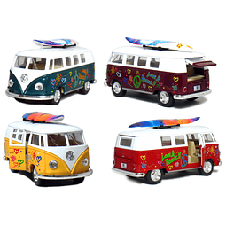 Juego de 4 vehículos: VW Classic Van Flowers de 1962 de 5" c