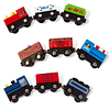 Juegos de trenes de madera para niños pequeños, 9 piezas de